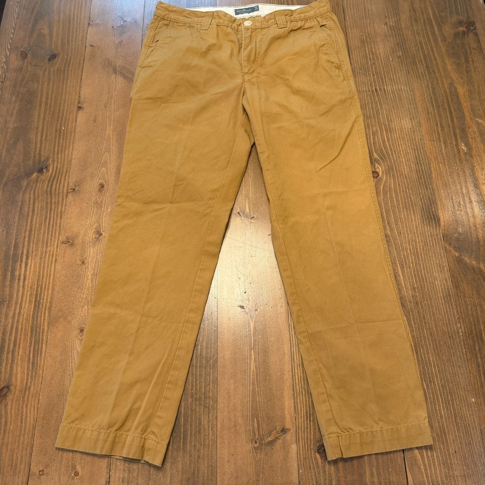 LL Bean Signature Slim Straight Fit Chinos Camel Brown Mens Size 34 x 30